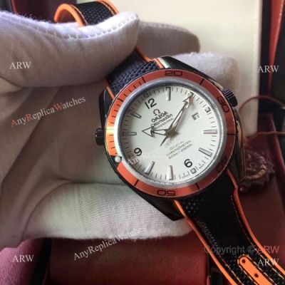 Replica Omega Seamaster Planet Ocean Watch White Face Black Case Orange Bezel